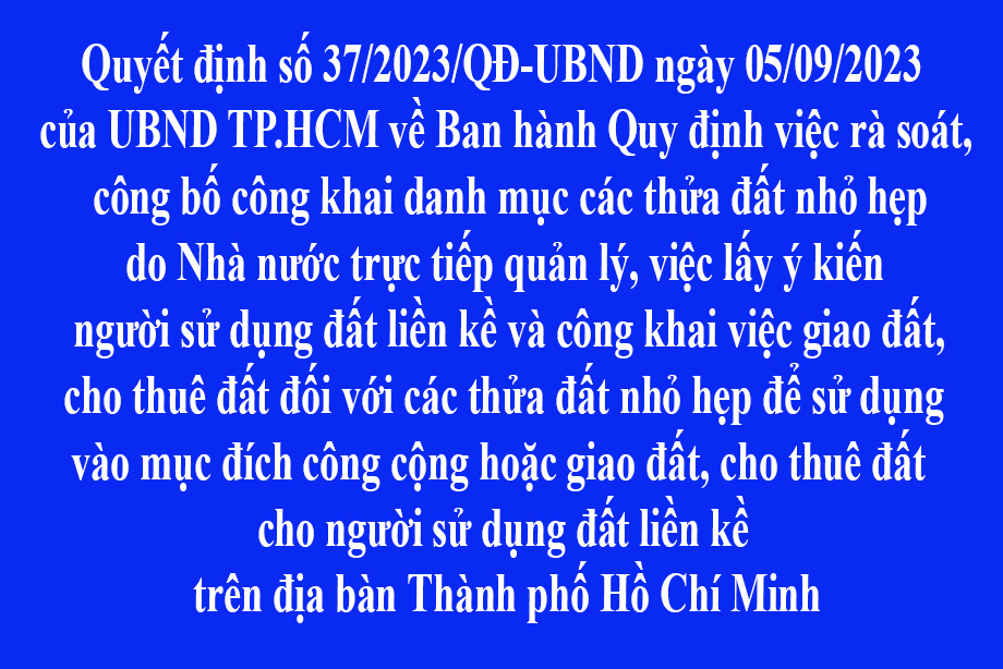 Quyết định số 37/2023/QĐ-UBND ngày 05 tháng 09 năm 2023 của Uỷ ban nhân dân Thành phố Hồ Chí Minh