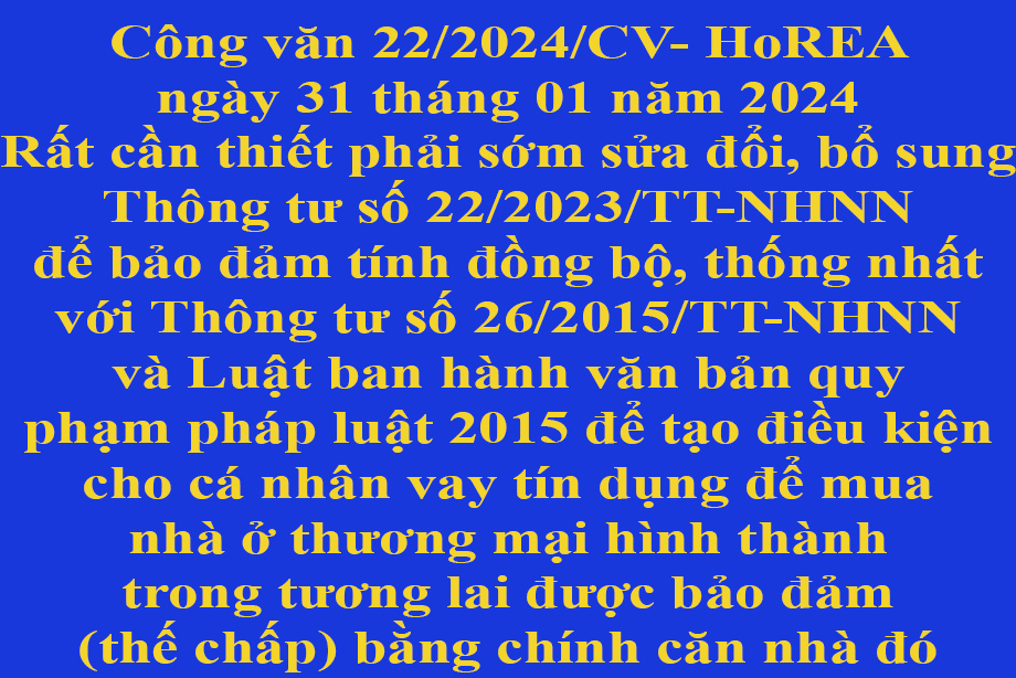 Văn bản 22/2024/CV- HoREA ngày 31 tháng 01 năm 2024 của Hiệp hội Bất động sản thành phố Hồ Chí Minh