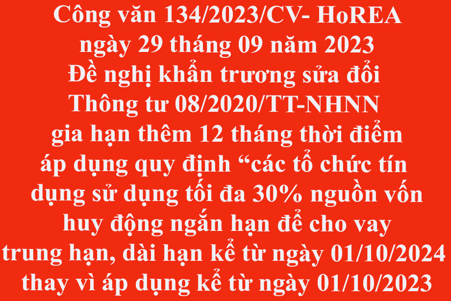 Văn bản 134/2023/CV- HoREA ngày 29 tháng 09 năm 2023 của Hiệp hội Bất động sản Thành phố Hồ Chí Minh